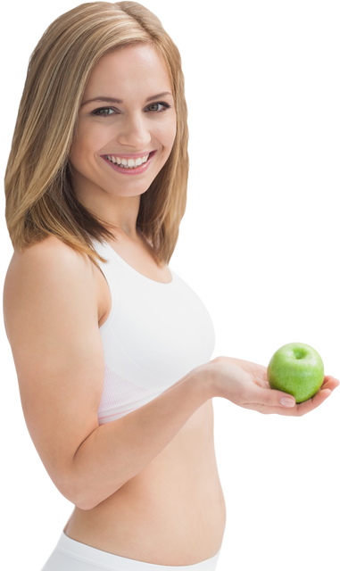 Smiling Athlete Holding Green Apple Isolated on Transparent Background - Download Free Stock Videos Pikwizard.com