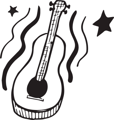 guitar and stars vector illustration with transparent background - Download Free Stock Videos Pikwizard.com