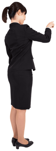 Transparent Businesswoman Pointing on Isolated Background