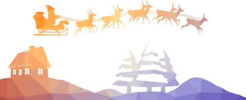 Transparent Santa Sleigh Flying Winter Night Scene