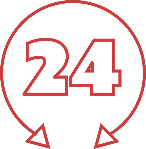 Red 24/7 Arrows Icon on Transparent Background - Download Free Stock Videos Pikwizard.com