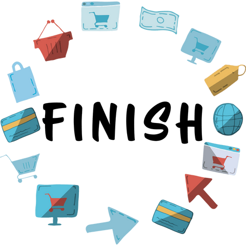 This illustration features a circular arrangement of shopping-related icons on a transparent background, representing retail and ecommerce themes. Ideal for online stores and digital marketplace presentations to visualize transactional processes, incorporating symbols like shopping carts, payment cards, and a globe for global reach, useful for communications and promotions.