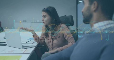 Office meeting with innovative waveform design overlay