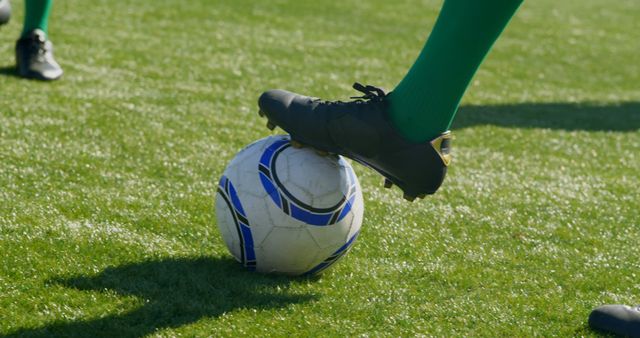 Soccer Player Preparing for Kickoff on Grass Field - Download Free Stock Images Pikwizard.com