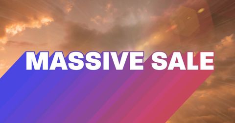 Retro Massive Sale Banner with Vibrant Cloud Background