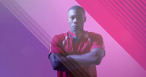 Rugby Player with Creative Overlay Design Emphasizing Strength