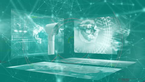 Futuristic Network Interface with Data Lumiques Animation Overlapping Screens