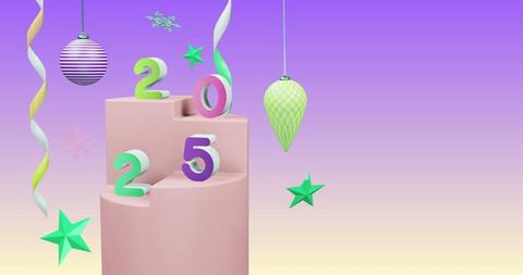 Festive New Year 2025 Celebration Decorations on Purple Background - Download Free Stock Images Pikwizard.com