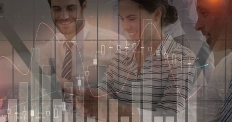 Business Team Analyzing Financial Data with Overlaying Charts - Download Free Stock Images Pikwizard.com