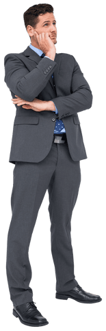 Pensive Businessman Contemplating Strategy Transparent Background