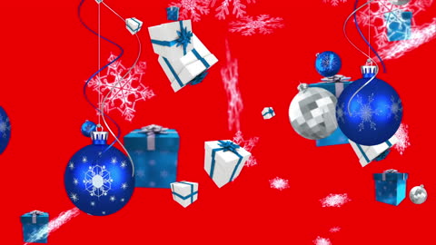 Festive Digital Animation of Snow and Holiday Decorations