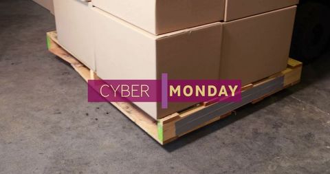 Cyber monday shopping warehouse and shipping concept