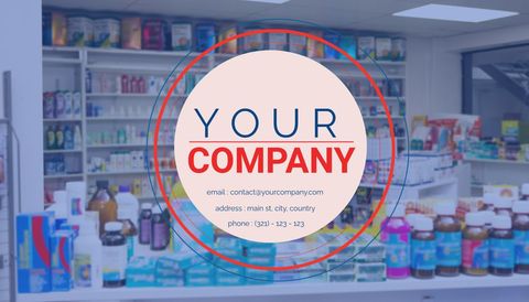 pharmacy marketing template with blurred background of medicine shelves - Download Free Stock Templates Pikwizard.com