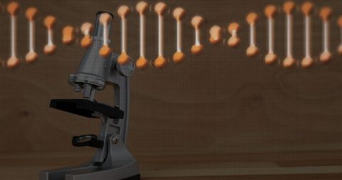 Spinning DNA Strand Over Microscope in Laboratory Setting - Download Free Stock Images Pikwizard.com