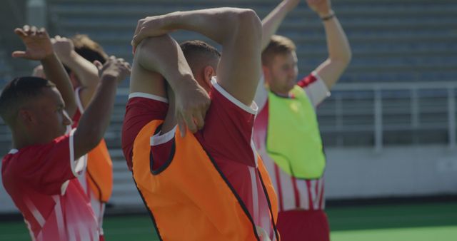 Soccer Players Stretching Before Match on Field - Download Free Stock Images Pikwizard.com