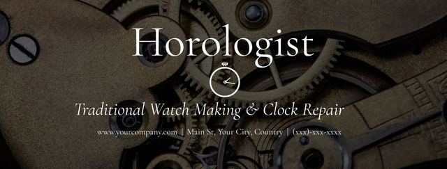 Banner featuring intricate precision gears that represents the detailed work of a horologist specializing in traditional watchmaking and clock repair. Ideal for use in advertisements for watch repair services, educational content about watchmaking and mechanical engineering, and promotional materials for horology events or workshops.