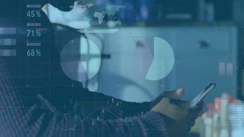 Abstract Financial Data with Businessman Using Smartphone