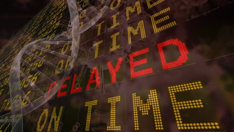 Digital DNA Strand Overlay on Timetable Display with Delay