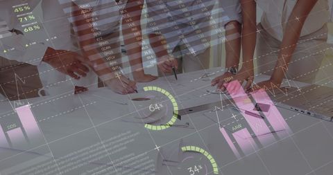 Collaborative Business Meeting with Financial Analysis Graphics