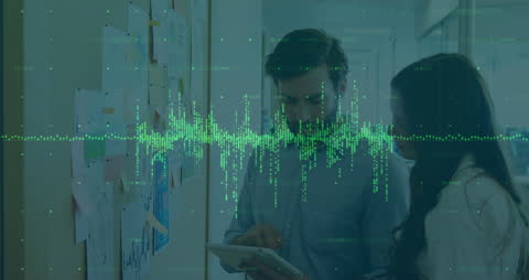 Financial Data Overlay on Business Professionals Using Tablet