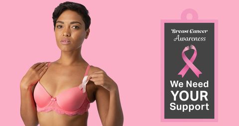 Breast Cancer Awareness Campaign with Pink Ribbon and Support Message