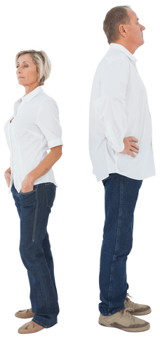 transparent mature couple in conflict standing back to back - Download Free Stock Videos Pikwizard.com