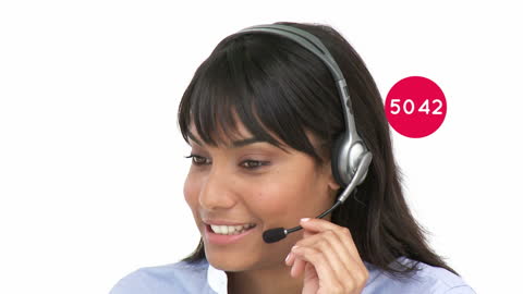 Smiling Customer Service Representative Using Headset