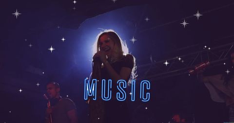Young Woman Singing on Illuminated Stage - Download Free Stock Images Pikwizard.com