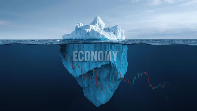Conceptual Iceberg Representing Economy with Financial Data Visualization