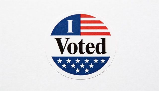 I voted sticker featuring american flag elements and stars on clean white background