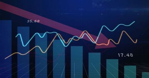 Economic decline illustrated with chart and red arrow