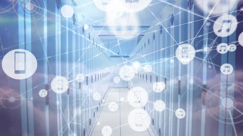 Futuristic Digital Network Over Modern Data Center