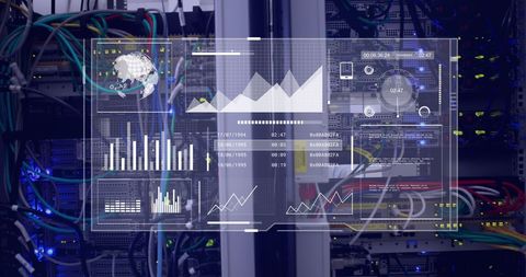 Digital Data Processing Interface Over Server Room - Download Free Stock Images Pikwizard.com