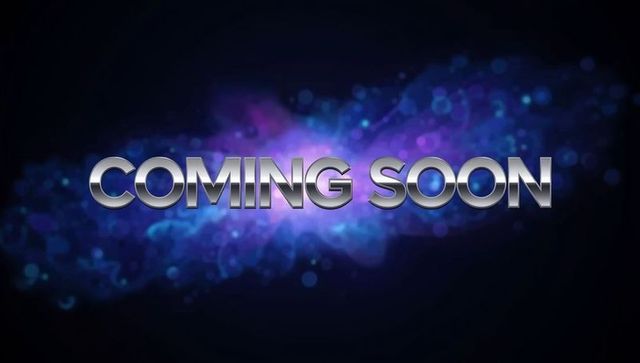 Futuristic coming soon text with neon digital background