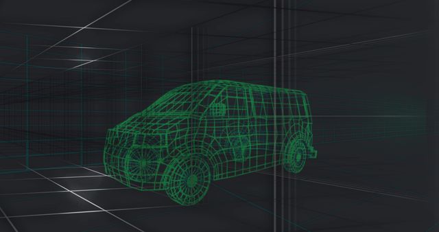 3D Wireframe Model of Vehicle on Technology Grid Background - Download Free Stock Images Pikwizard.com