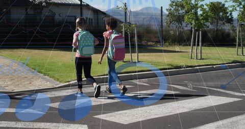 Sisters Walking to School on a Bright Day