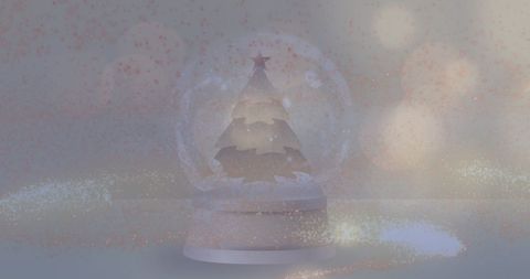 Festive Christmas Tree Snow Globe with Gentle Light Spots