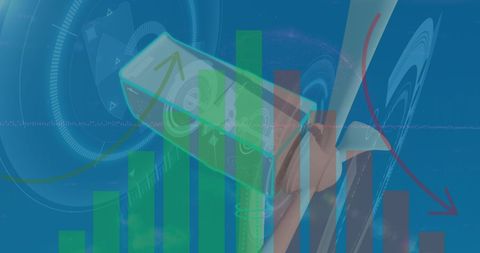 Analyzing financial trends on smartphone with digital graphs