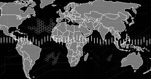 Digital Data Streaming on Global Map Interface - Download Free Stock Images Pikwizard.com