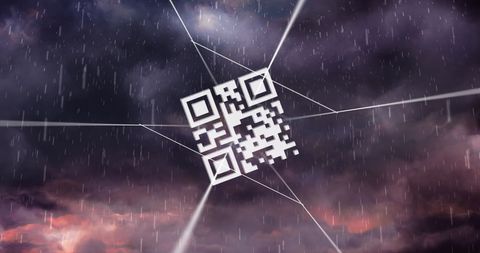 digital qr code amid stormy sky and raindrops - Download Free Stock Images Pikwizard.com