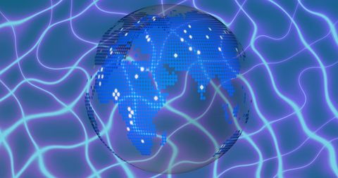 Rotating Digital Globe with Network Connectivity Grid - Download Free Stock Images Pikwizard.com