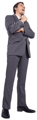 Transparent Businessman Pondering While Holding Pen