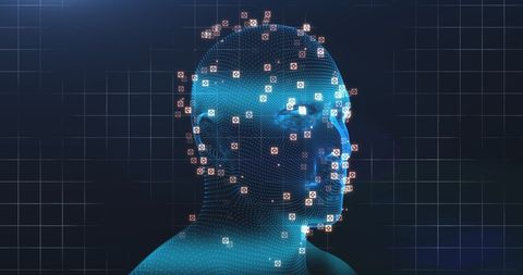 3D Blue Digital Human Head with Data Network - Download Free Stock Images Pikwizard.com