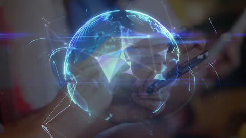 Global Network Connectivity Concept with Futuristic Globe Overlay