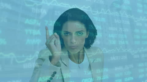 Businesswoman Interacting with Financial Data Interface