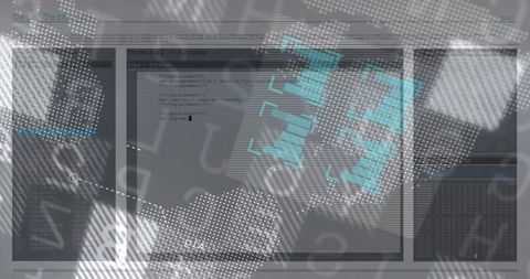 Futuristic code terminal overlay with fingerprint graphic