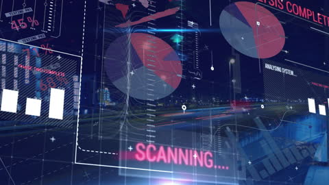 Futuristic Data Analysis Interface with City Traffic Background