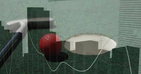 Precise Resting Golf Ball Near Hole on Green Turf with Putter