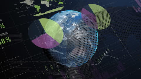 Global Finance Data Illustrated with Earth and Graph Overlays