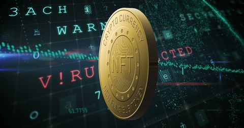 NFT Coin with High-Tech Digital Background Reflecting Global Connectivity - Download Free Stock Images Pikwizard.com